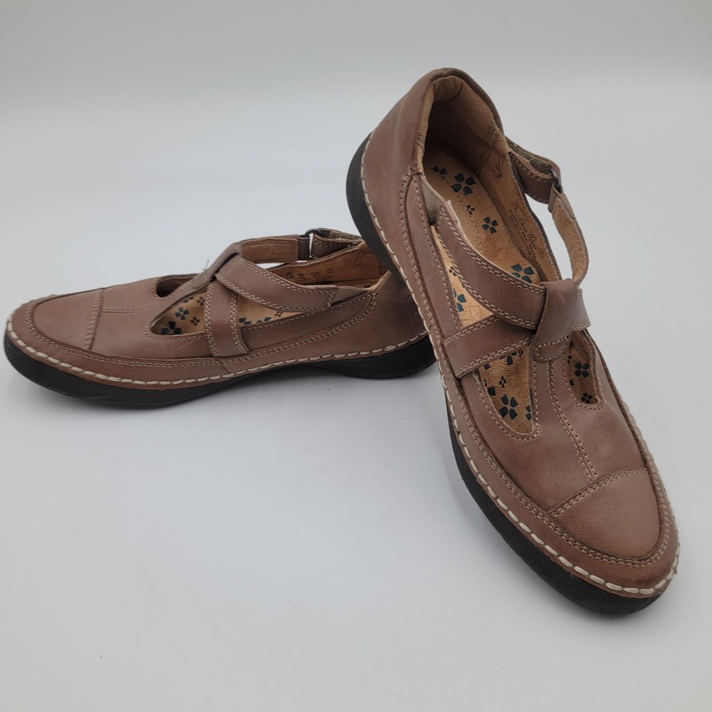 Naturalizer‎ Julianne Brown Leather Mary Jane T-Strap Flats Shoes Womens 7.5N